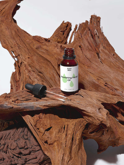 Auro Skin Nourishing Facial Oil – rich in natural oils to hydrate and protect dry, tired skin.