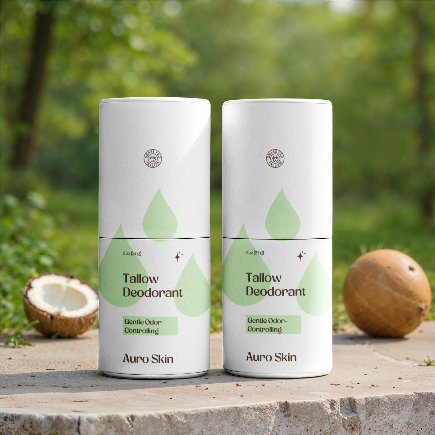 Chemical-free deodorant with grass-fed tallow and botanical oils