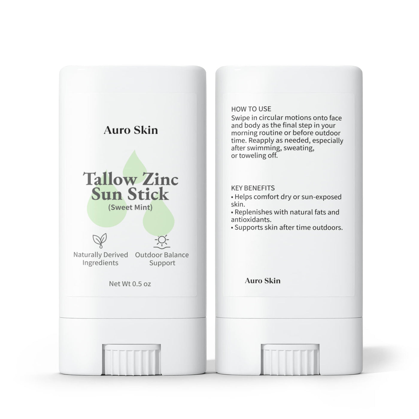 Auro Skin 2 Pack Tallow Zinc Sun Stick for natural sun protection