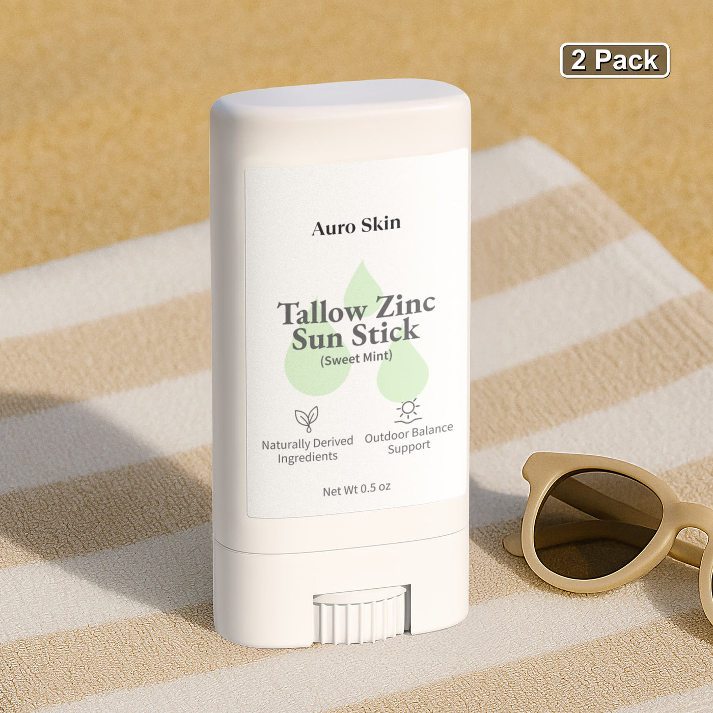 2 Pack Tallow Zinc Sun Stick Auro Skin