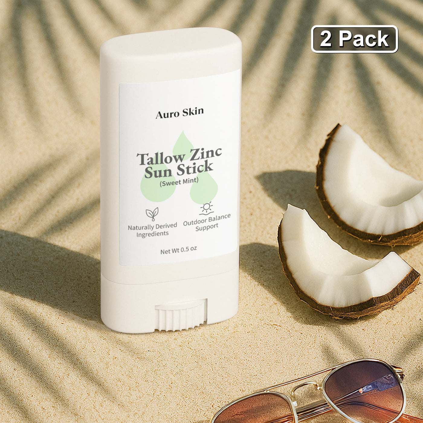2 Pack Tallow Zinc Sun Stick Auro Skin